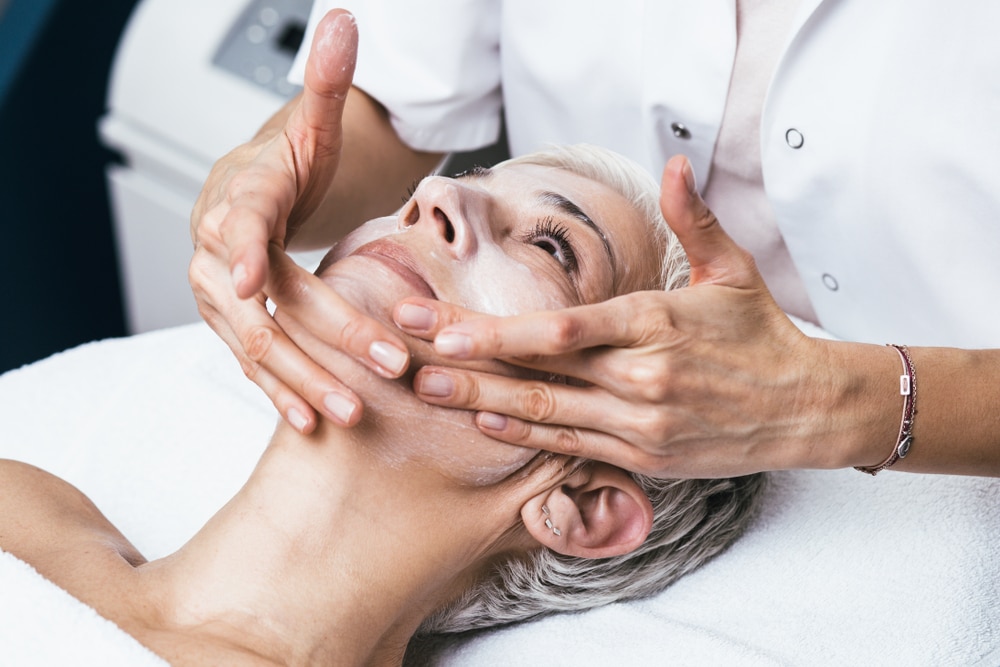 A woman getting a chemical peel in Alpharetta
